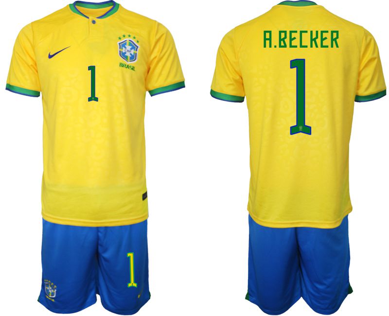 Men 2022 World Cup National Team Brazil home yellow 1 Soccer Jerseys